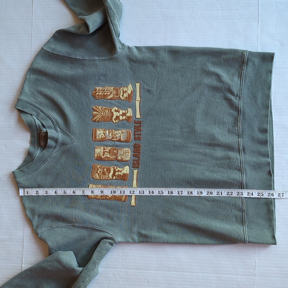 Fargo Clothing Island Style Crew Neck Sweatshirt MEDIUM Green Raised Accents - Picture 12 of 13